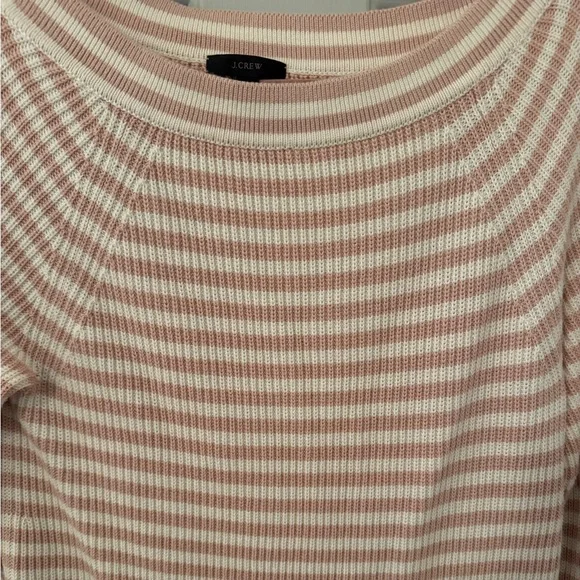 J. Crew Pink and White Stripe Long Sleeve Sweater size M - Picture 3 of 16